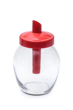 Цукорниця з пластиковим дозатором 350 мл червона