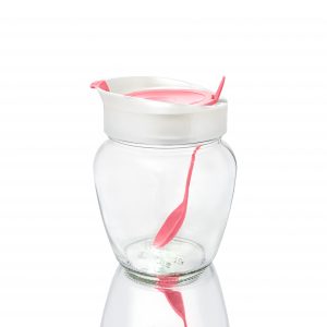 Цукорниця з пластиковою ложкою 550 мл рожева